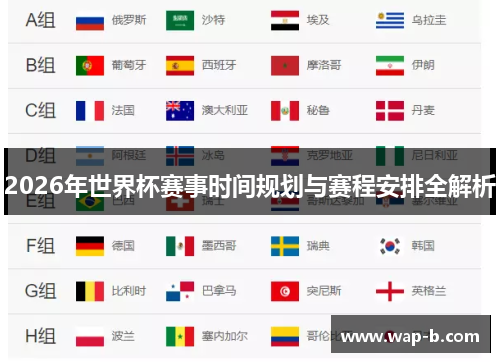 2026年世界杯赛事时间规划与赛程安排全解析